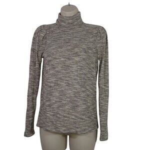 Ann Taylor Loft Brown Cream Turtleneck Knit Top Women Size XS Long Sleeve